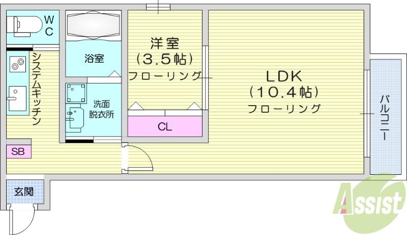 ブラン荒井B棟(2K/1階)の間取り写真