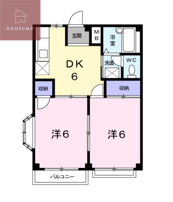 シャルムメゾン(2DK/2階)の間取り写真