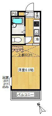 小島ハイツ(1K/1階)の間取り写真