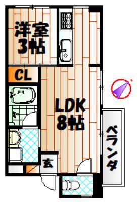 ラフィーネ門司港(1LDK/8階)の間取り写真