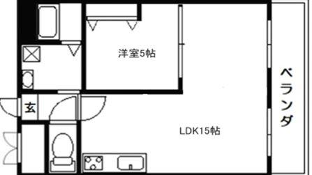 ライオンズマンション靭公園(1LDK/7階)の間取り写真