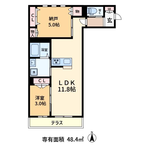 HIGHGATE 滝野川(1SLDK/1階)の間取り写真