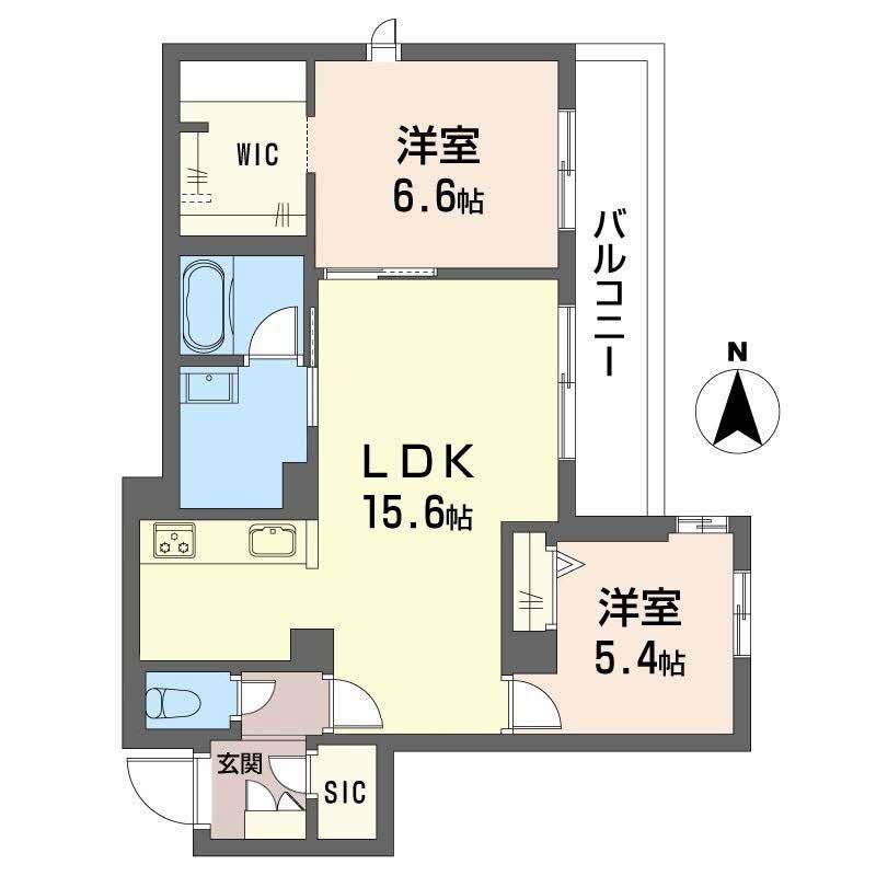 メゾンエディアン新金岡(2LDK/2階)の間取り写真