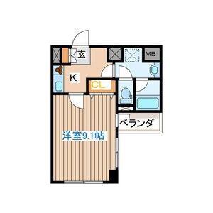 ガーネットヒルズ上杉(1K/2階)の間取り写真