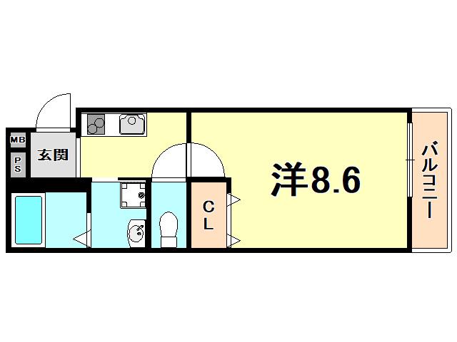 フジパレス西宮北口2番館(1K/2階)の間取り写真