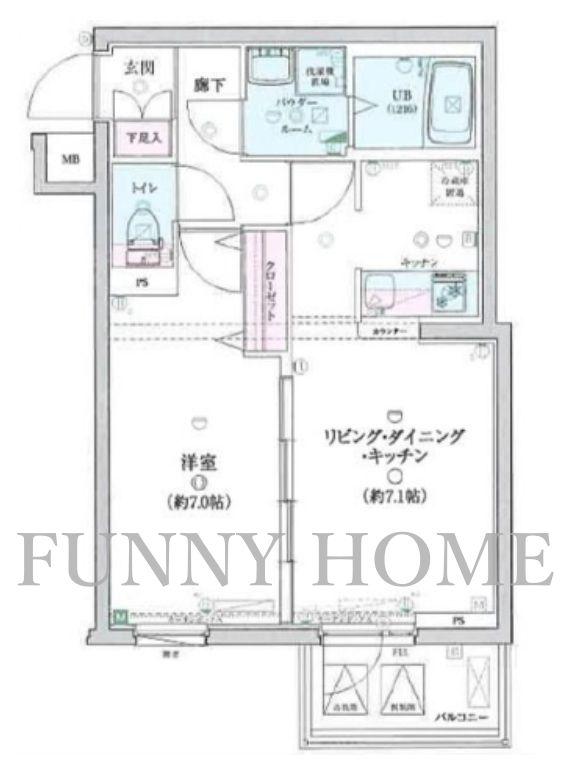 GENOVIA桜上水SKYGARDEN(1LDK/5階)の間取り写真