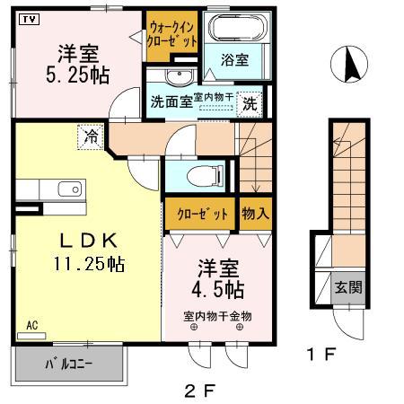 エクラタン(2LDK/2階)の間取り写真