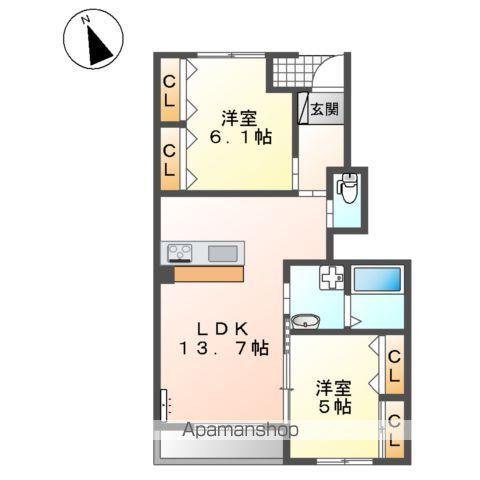 プランタン雅(2LDK/1階)の間取り写真