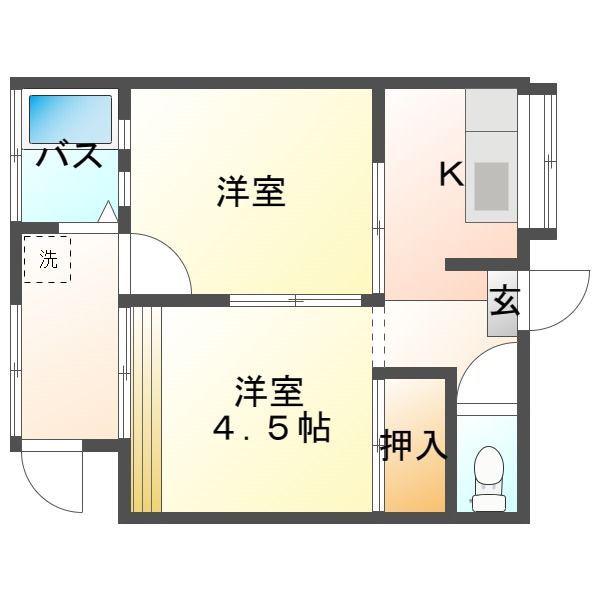 第一林アパート(2K/1階)の間取り写真