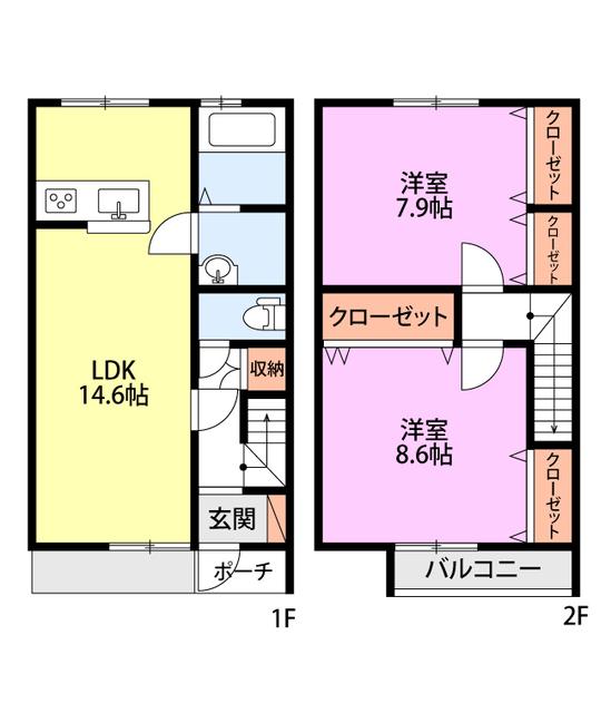 メゾンフルール(2LDK/1階)の間取り写真