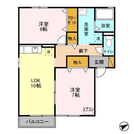 ヴェルドミール壱番館(2LDK/1階)の間取り写真