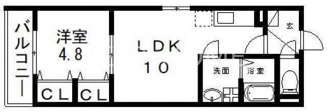 BADGETOMOIESTIV(1LDK/3階)の間取り写真