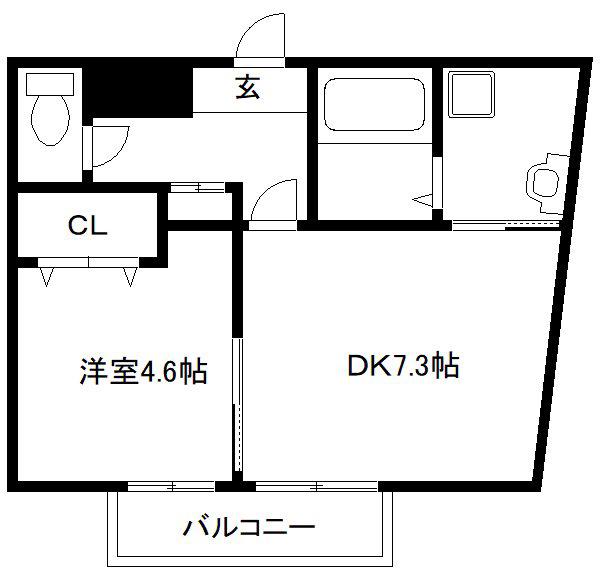 CASA MIA(1DK/1階)の間取り写真