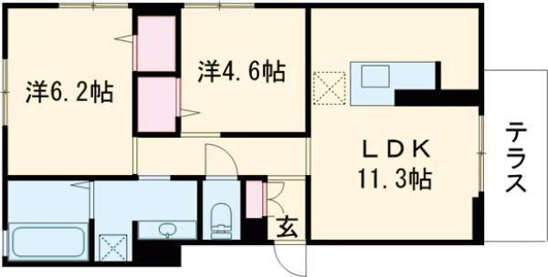 ALIVIO(2LDK/1階)の間取り写真