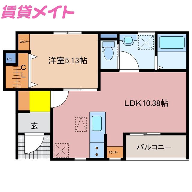 リーブルファイン日永(1LDK/1階)の間取り写真