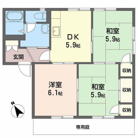ラルジュ瀬戸A棟(3DK/1階)の間取り写真