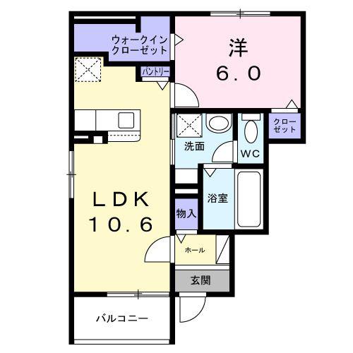 ルミエールM II(1LDK/1階)の間取り写真