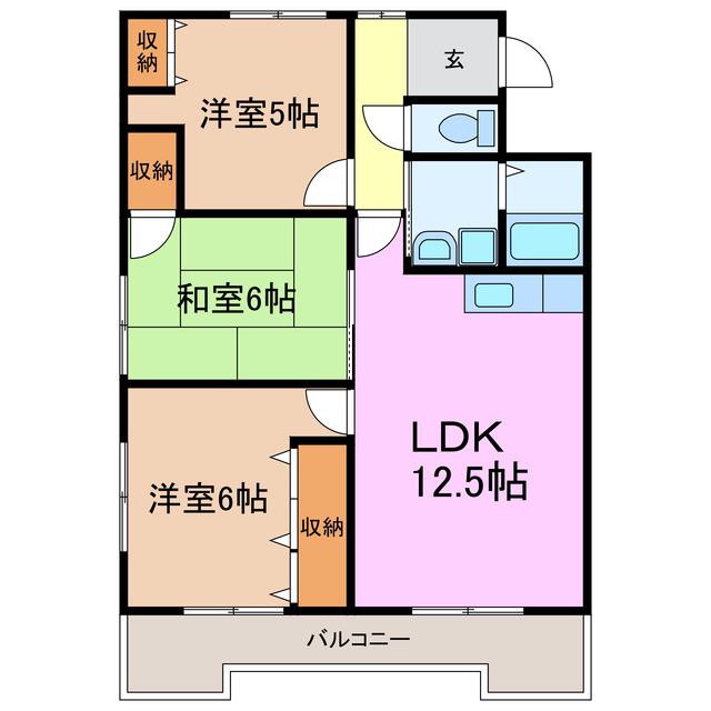 向が丘ハイツ(3LDK/3階)の間取り写真