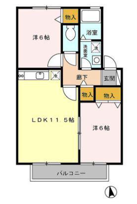 アステイオン(2LDK/2階)の間取り写真