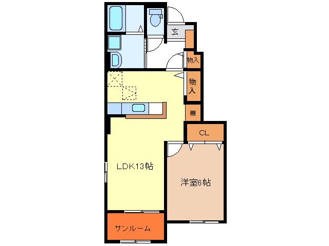 サン パインテイル(1LDK/1階)の間取り写真