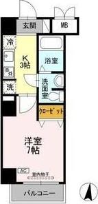 CASA八番館(1K/1階)の間取り写真