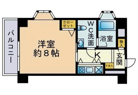 ファミリオン御所(1K/2階)の間取り写真