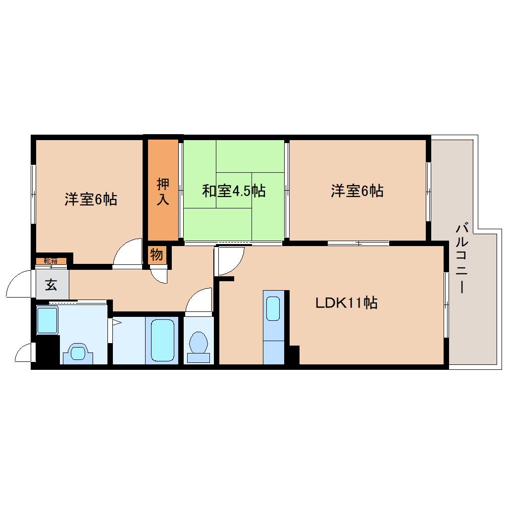 メゾン白光ヶ丘(3LDK/5階)の間取り写真