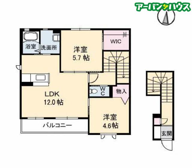 シャーメゾンつばき 3番館(2LDK/2階)の間取り写真