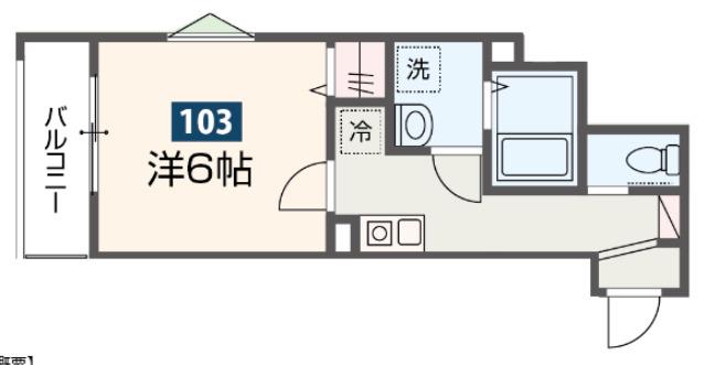 メルディア福生2(1K/1階)の間取り写真