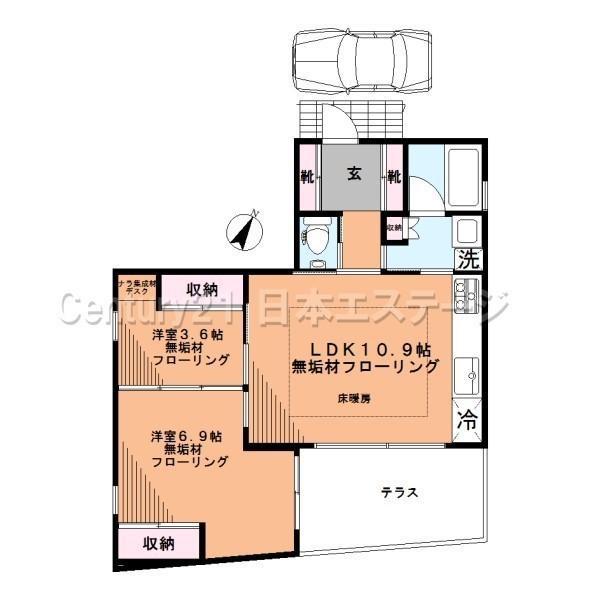ハタビヨリ(2LDK/1階)の間取り写真