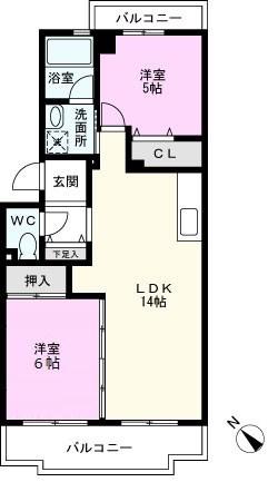 フォンテーヌ柏(2LDK/2階)の間取り写真