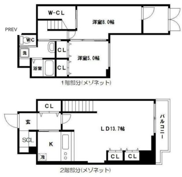 Y`S大手通(2LDK/2階)の間取り写真