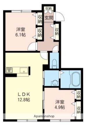 ル グラン シエルG棟(2LDK/1階)の間取り写真