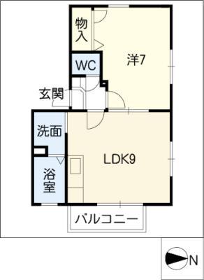 フロンティア神沢 A・B棟(1LDK/2階)の間取り写真