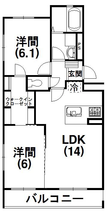 エスアイレジデンス E(2LDK/1階)の間取り写真
