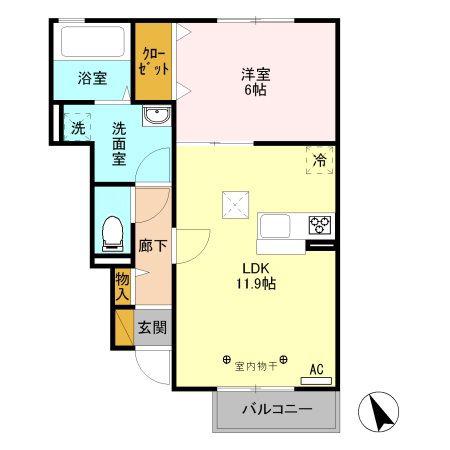 ルミナス(1LDK/1階)の間取り写真