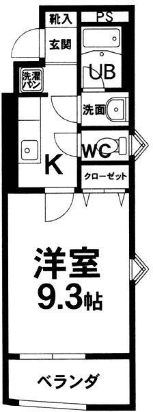 JR東北本線 仙北町駅 徒歩5分 4階建 築23年(1K/3階)の間取り写真