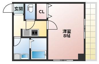 ソレイユ津田沼(1K/4階)の間取り写真