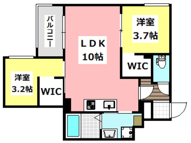 REGALEST茨木2(2LDK/2階)の間取り写真