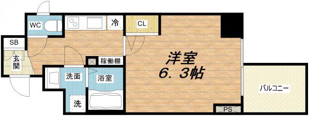 アクアプレイス江戸堀(1K/7階)の間取り写真