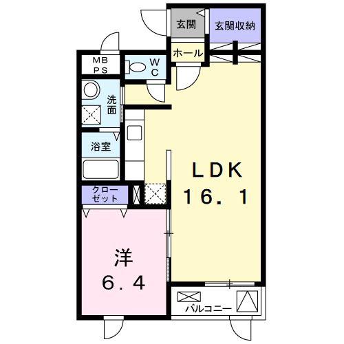 ネオ・シルフィール(1LDK/1階)の間取り写真