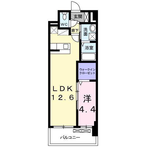 SHINES(1LDK/2階)の間取り写真