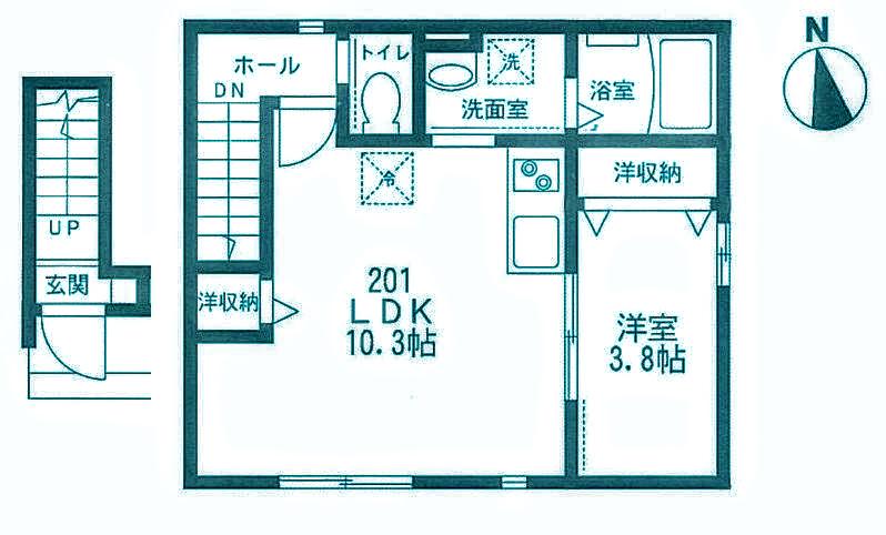 ソレイユ大崎(1LDK/2階)の間取り写真