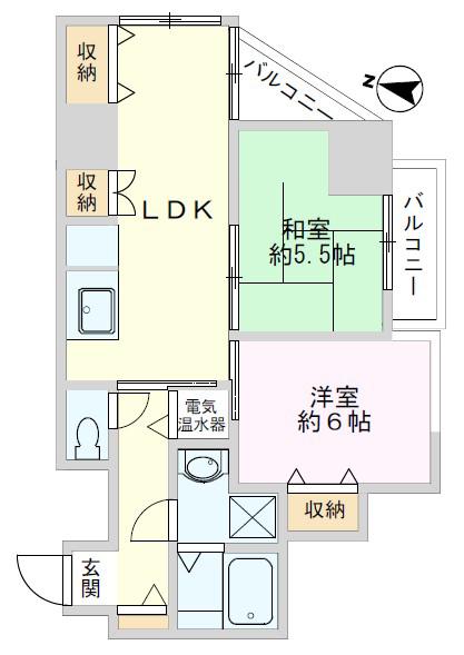 ライオンズマンション大山氷川町(2LDK/5階)の間取り写真