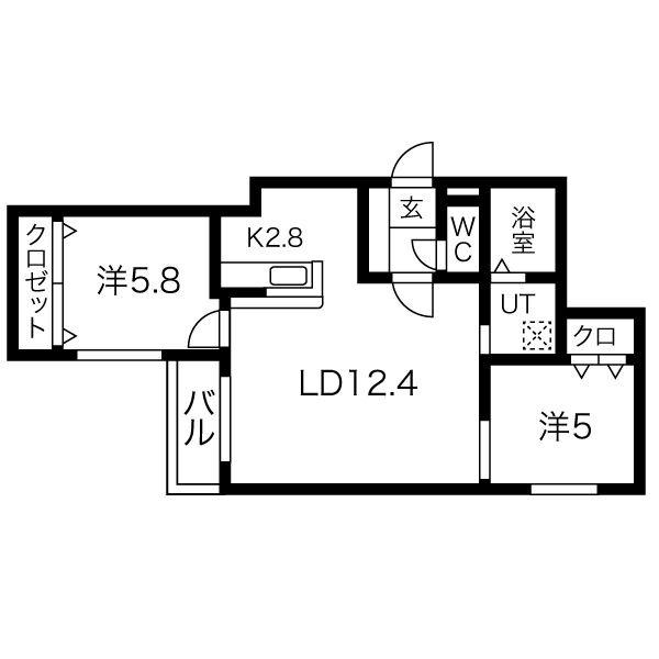 リヒトラーレ環状通東(2LDK/4階)の間取り写真
