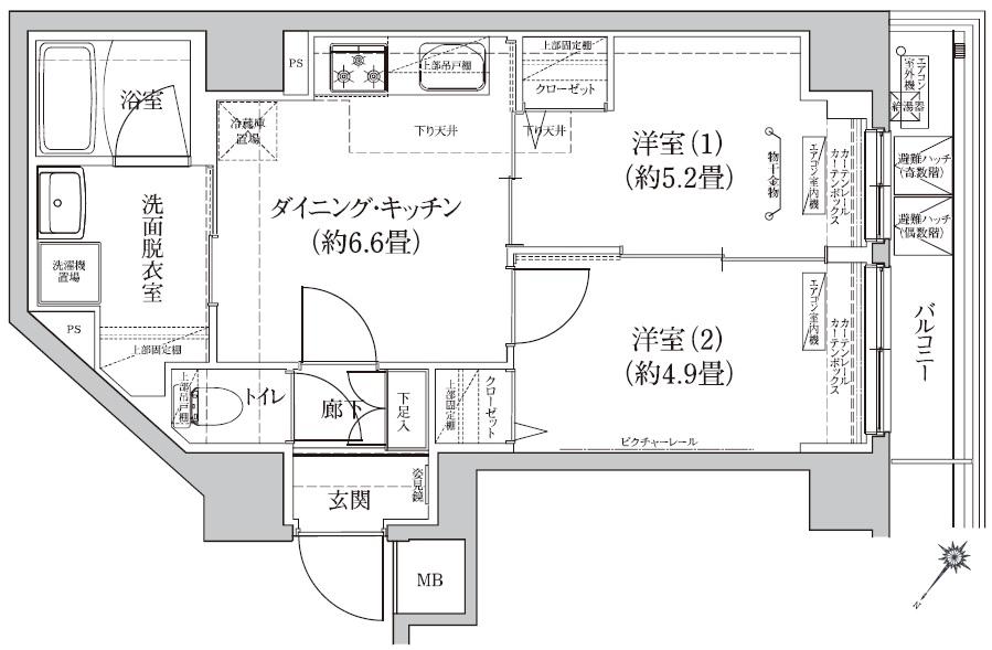 アイル グランデ押上ノース(2DK/2階)の間取り写真