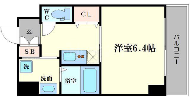 クレビオス難波イースト(1K/10階)の間取り写真