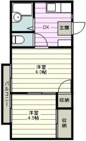 カスヤハイツA(2DK/1階)の間取り写真