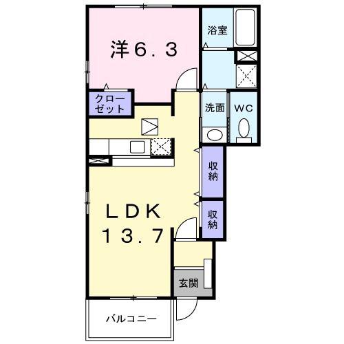 ベル アミティエ(1LDK/1階)の間取り写真