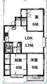 マルホンハイツ(3LDK/2階)の間取り写真